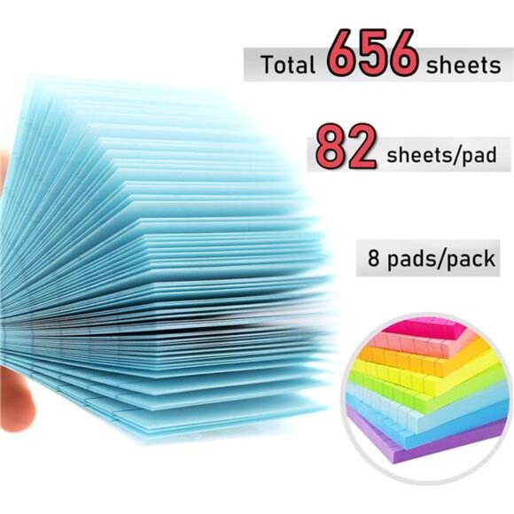 8 Memo Pads Colorful Lined Sticky Notes 3x3 inches School Office Supplies Set - Picture 2 of 5